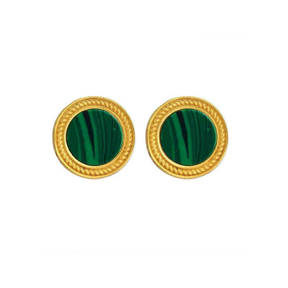 ZARIIN Tranquil Life Stud Earrings With Malachite - Abundance