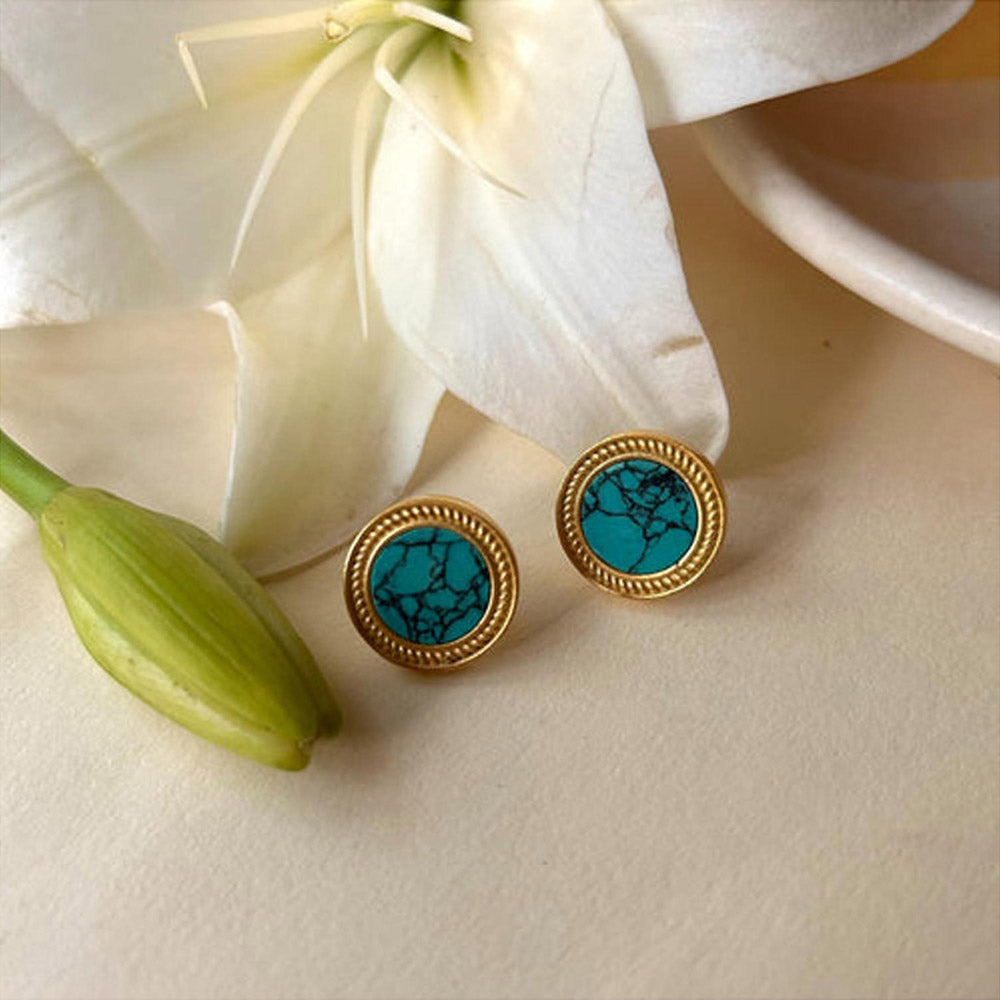 ZARIIN Tranquil Life Stud Earrings With Turquoise - Relationships