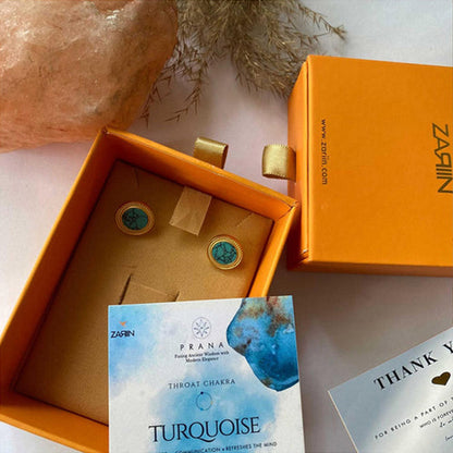 ZARIIN Tranquil Life Stud Earrings With Turquoise - Relationships