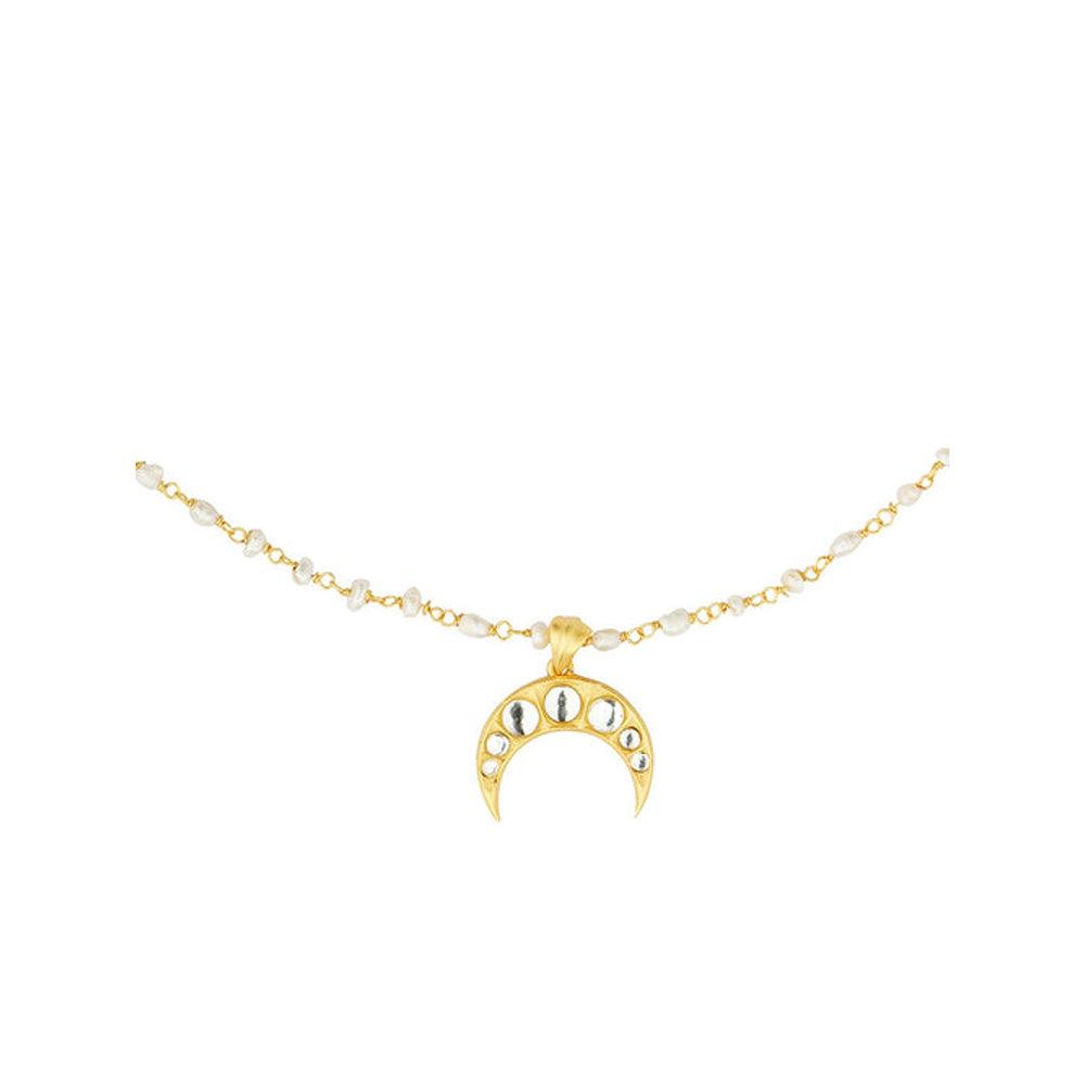 ZARIIN Chaand Ka Nagma Necklace With Mirror Polki And Pearls