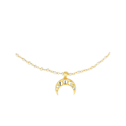 ZARIIN Chaand Ka Nagma Necklace With Mirror Polki And Pearls