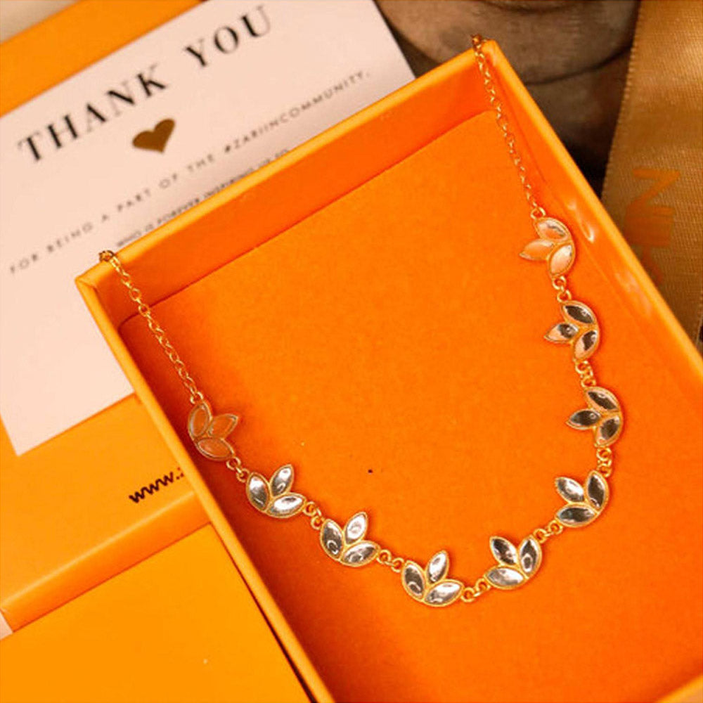 ZARIIN Padma Necklace With Mirror Polki