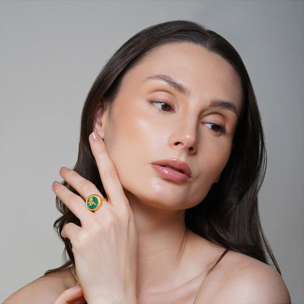 ZARIIN Ma Mothers Ring With Malachite