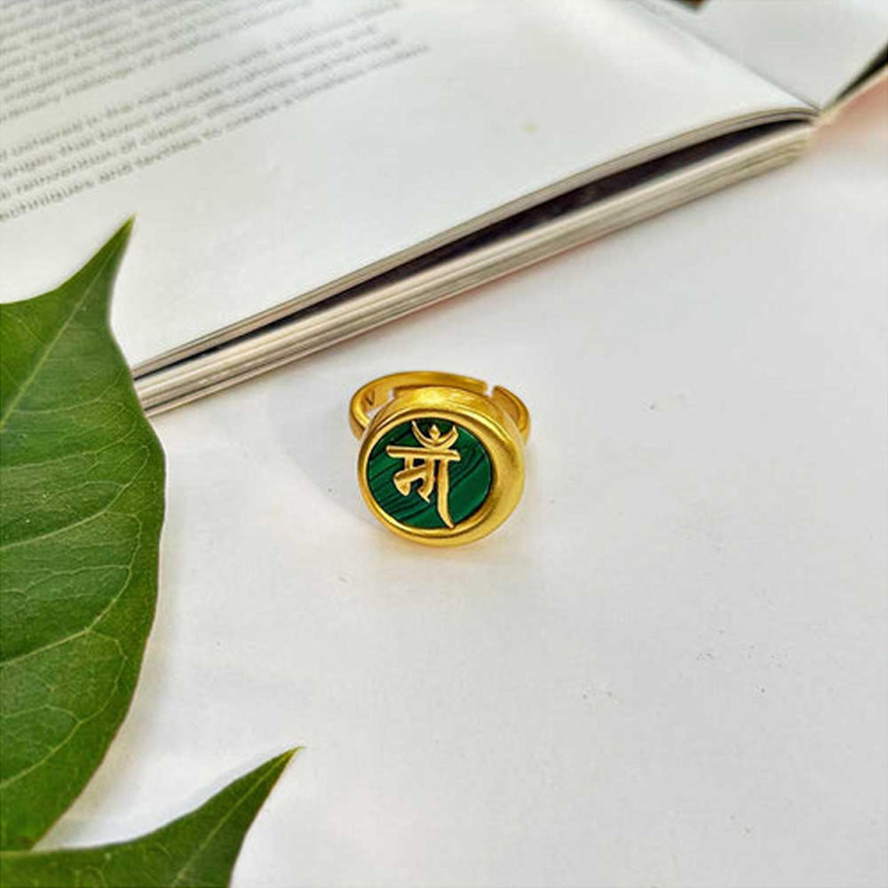 ZARIIN Ma Mothers Ring With Malachite