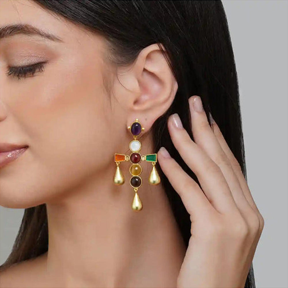 ZARIIN Colour Pop Navratna Earrings