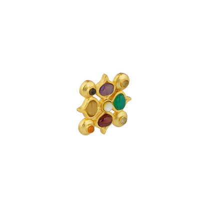 ZARIIN Power Of Nine Navratan Stud Earrings