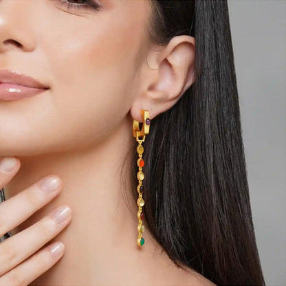 ZARIIN Power Chain Navratan Earrings