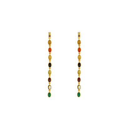 ZARIIN Power Chain Navratan Earrings