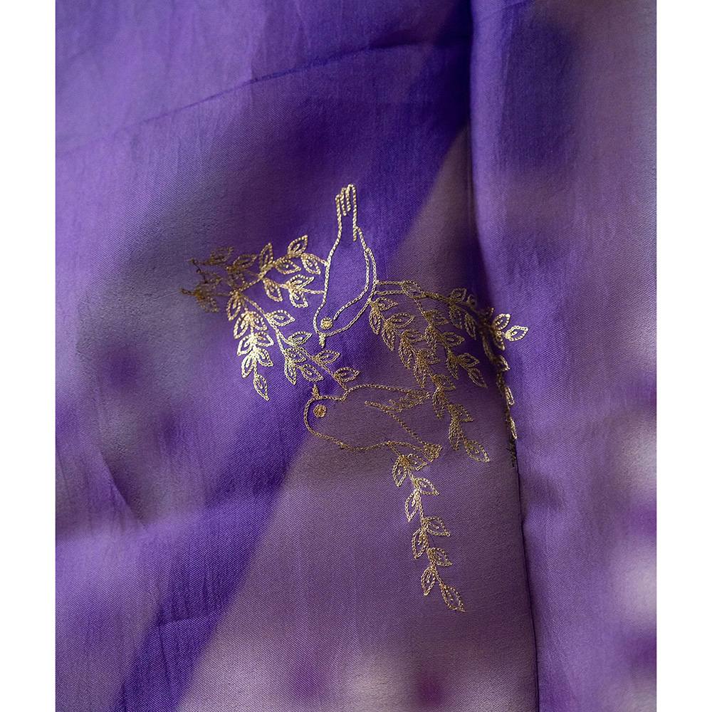 Zebein Gauraiya Silk Organza Dupatta Purple