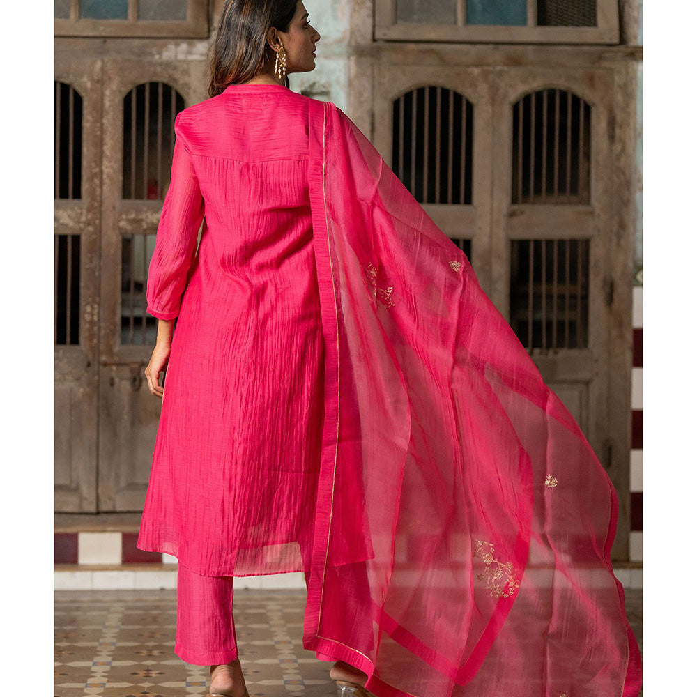 Zebein Roshan Silk Organza Dupatta Pink