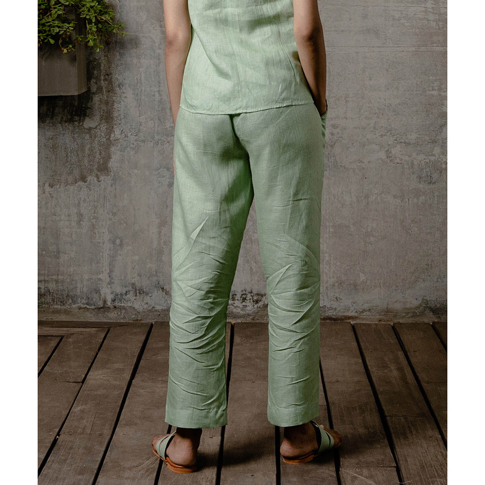 Zebein Alan Tucks Pants with Pocket Pista Green