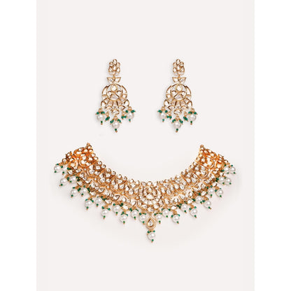 Zevar By Geeta Zovika Kundan Necklace With Pair Of Earring