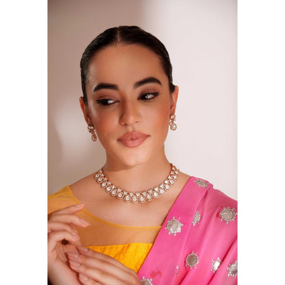 Zevar By Geeta Nayra Kundan Necklace With Pair Of Earring