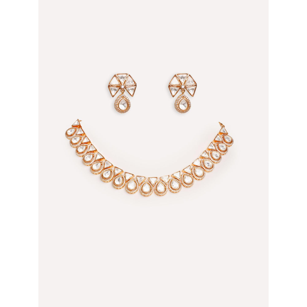 Zevar By Geeta Nayra Kundan Necklace With Pair Of Earring