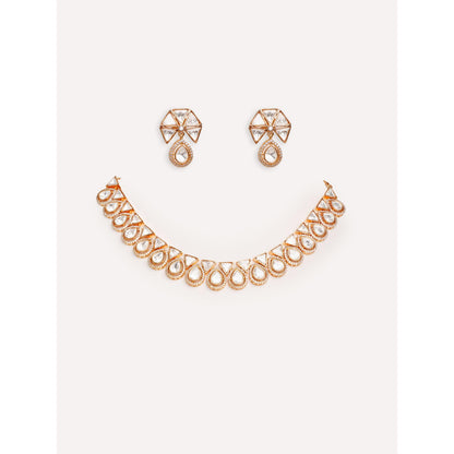 Zevar By Geeta Nayra Kundan Necklace With Pair Of Earring