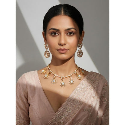 Zevar By Geeta Mehnaz Moissanite Necklace With Pair Of Earring