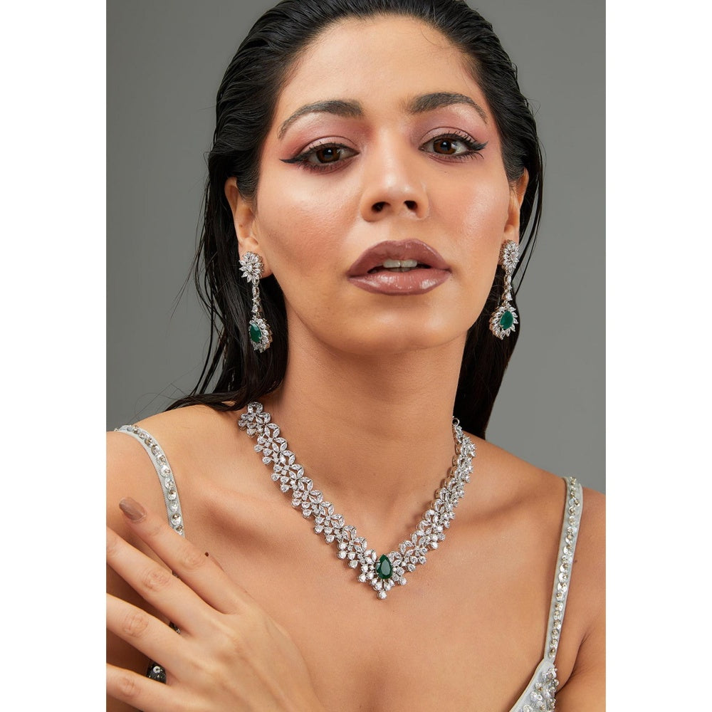Zevar By Geeta Qureshi Emerald Necklace With Pair Of Earring