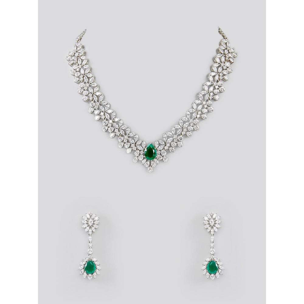 Zevar By Geeta Qureshi Emerald Necklace With Pair Of Earring