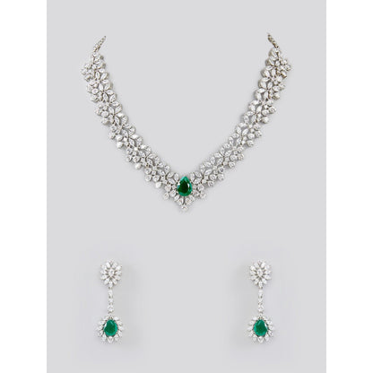 Zevar By Geeta Qureshi Emerald Necklace With Pair Of Earring