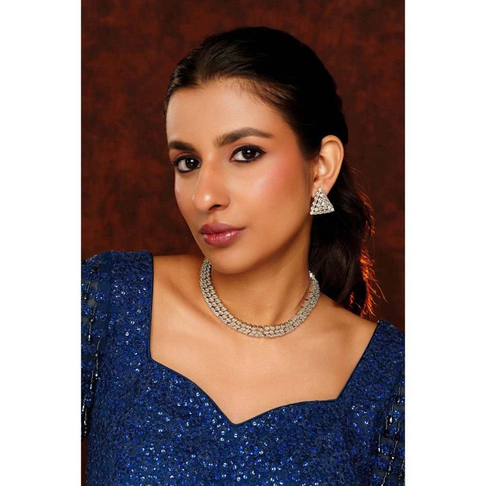 Zevar By Geeta Minaxi Necklace With Pair Of Earring