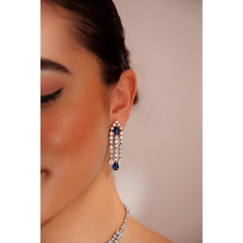 Zevar By Geeta Amaya Sapphire Necklace With Pair Of Earring