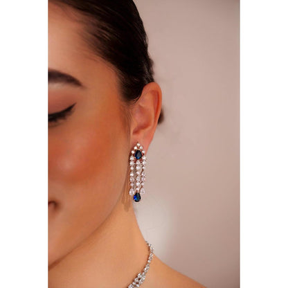Zevar By Geeta Amaya Sapphire Necklace With Pair Of Earring