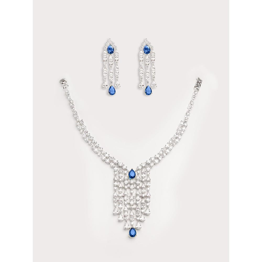 Zevar By Geeta Amaya Sapphire Necklace With Pair Of Earring