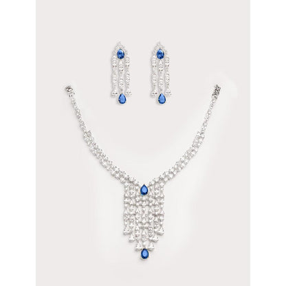 Zevar By Geeta Amaya Sapphire Necklace With Pair Of Earring