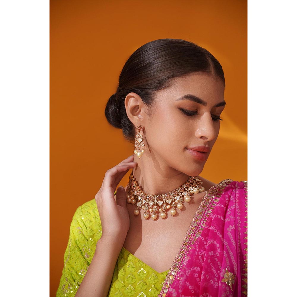 Zevar By Geeta Reya Polka Necklace With Pair Of Earring