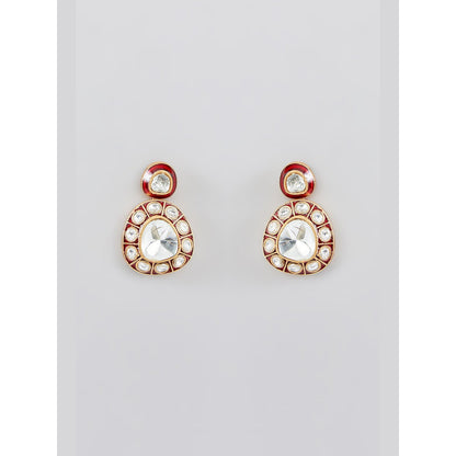 Zevar By Geeta Natasha Red Meenakari Polka Necklace With Pair Of Earring