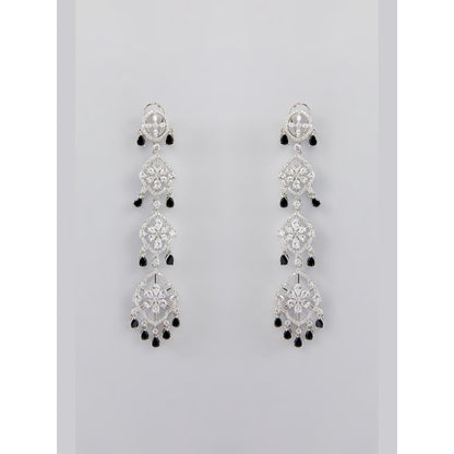 Zevar By Geeta Black Ann Onyx Diamond Danglers Earrings