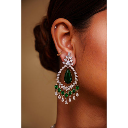 Zevar By Geeta Green Godavri Diamond Necklace and Pair Of Earrings