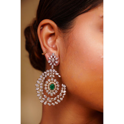 Zevar By Geeta Green Harsha Diamond Statement Danglers Earrings