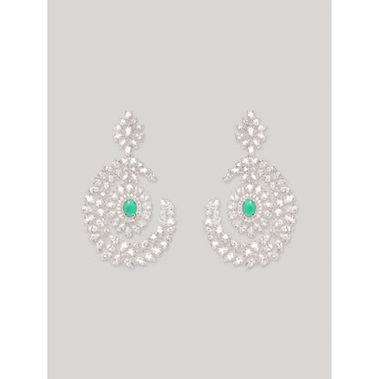 Zevar By Geeta Green Harsha Diamond Statement Danglers Earrings
