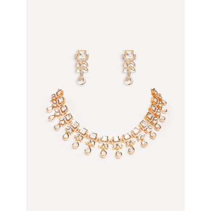 Zevar By Geeta Gold Saishali Kundan Necklace and Pair Of Earrings