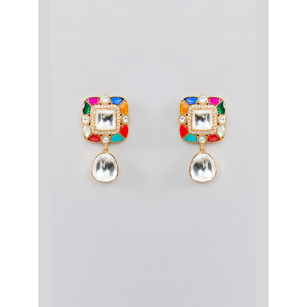 Zevar By Geeta Devi Multicolor Kundan Choker with Pair Of Earrings