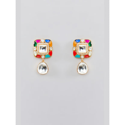 Zevar By Geeta Devi Multicolor Kundan Choker with Pair Of Earrings