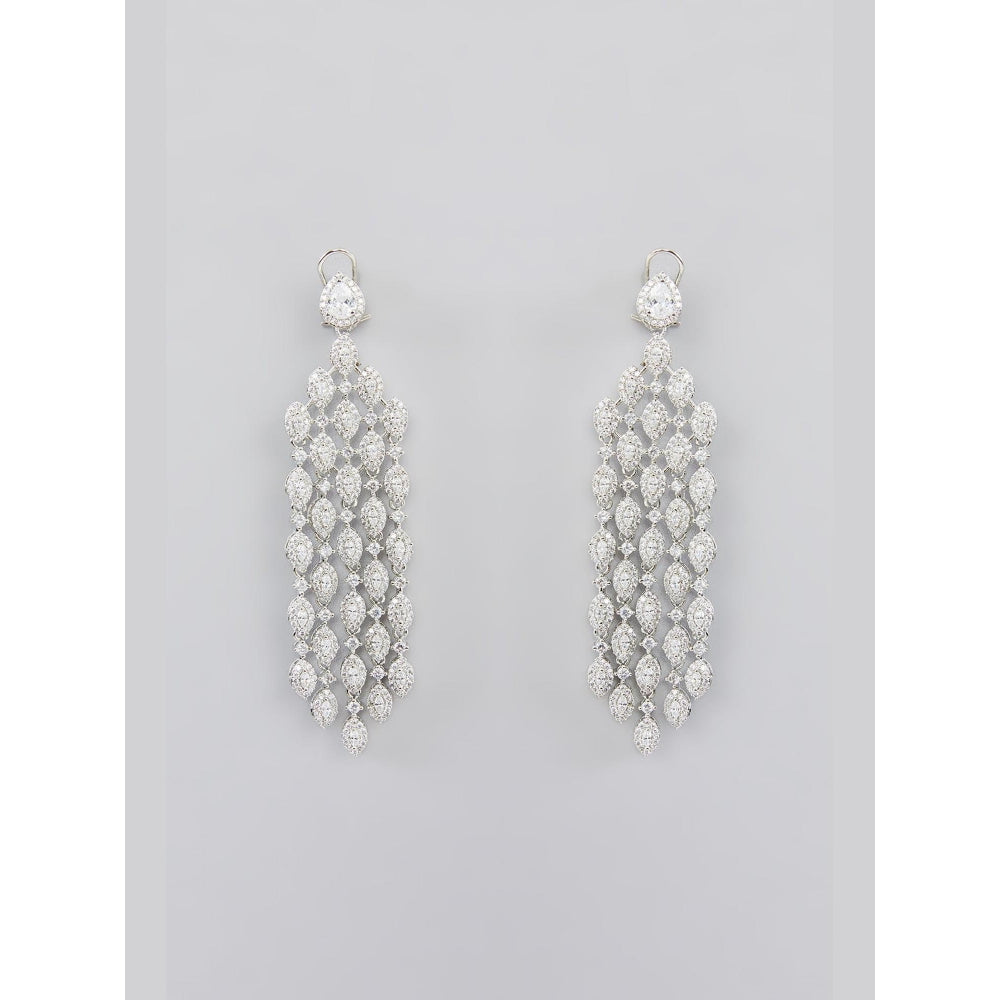 Zevar By Geeta White Alan Diamond Statement Danglers Earrings