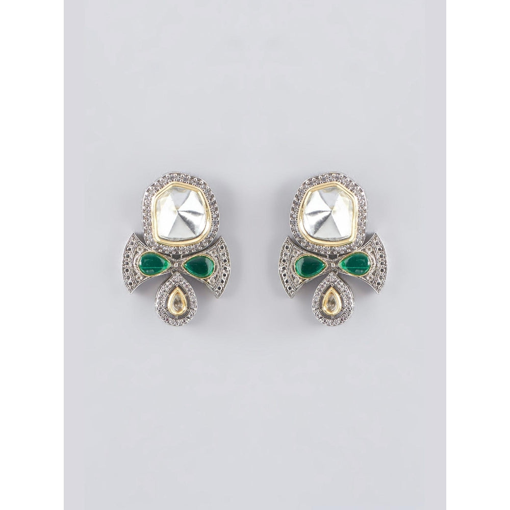 Zevar By Geeta Charita Polki White Choker with Pair Of Earrings