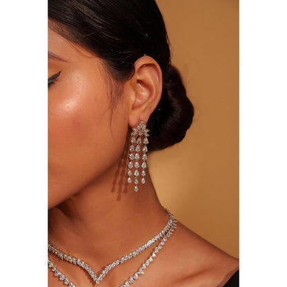 Zevar By Geeta Izel Diamond White Necklace with Pair Of Earrings