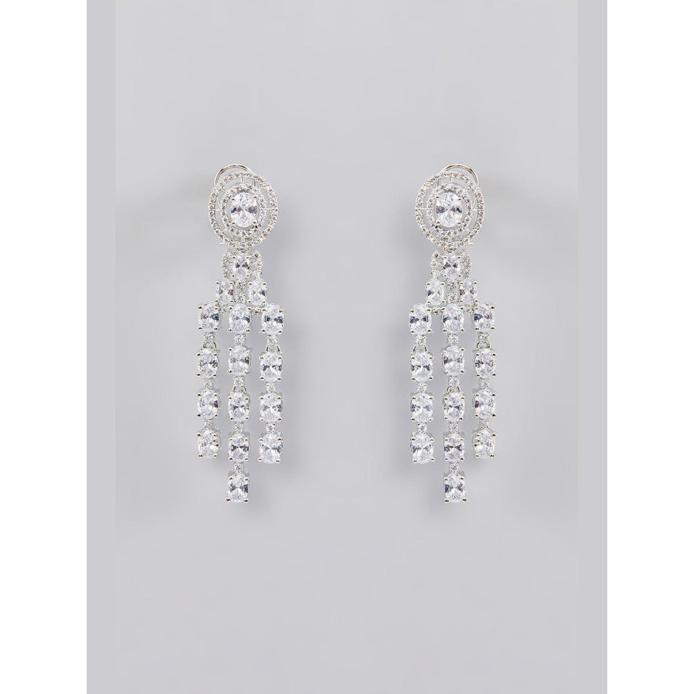 Zevar By Geeta White Rehmani Diamond Necklace with Pair Of Earrings