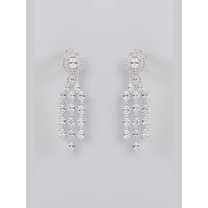 Zevar By Geeta White Rehmani Diamond Necklace with Pair Of Earrings