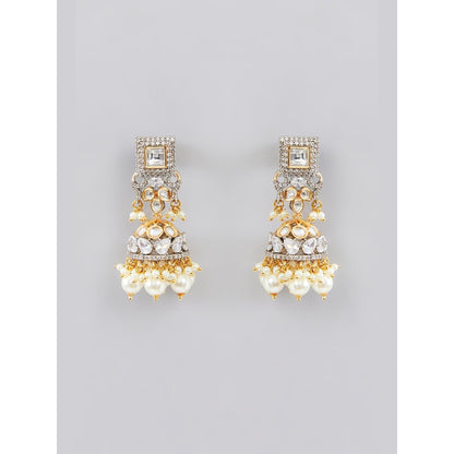 Zevar By Geeta Blue Mohika Pearl Kundan Choker with Pair Of Earrings