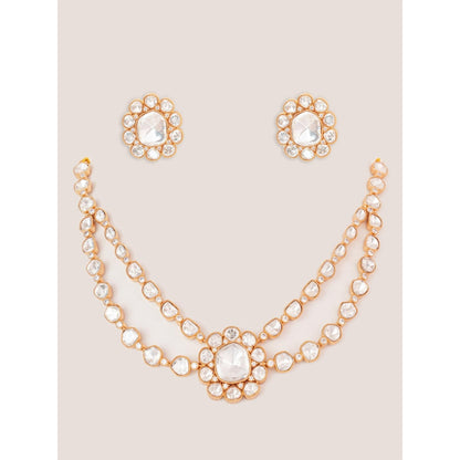 Zevar By Geeta White Maithili Kundan Necklace with Pair Of Earrings