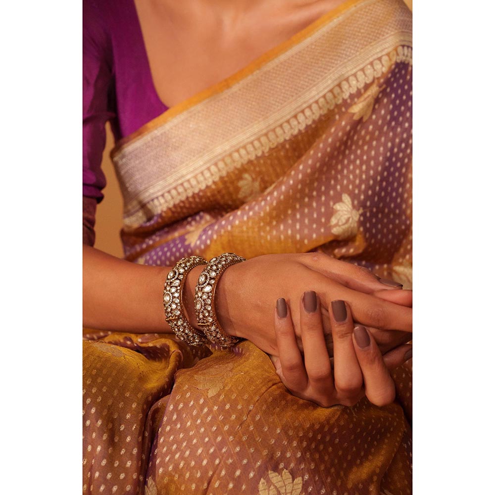 Zevar By Geeta Gold Umrao Moissanite Bangles