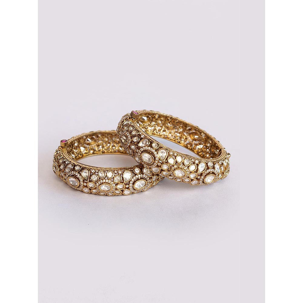 Zevar By Geeta Gold Umrao Moissanite Bangles