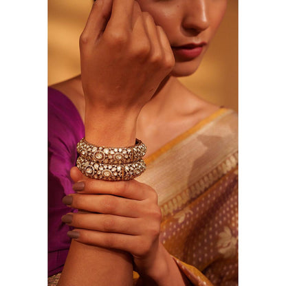 Zevar By Geeta Gold Umrao Moissanite Bangles