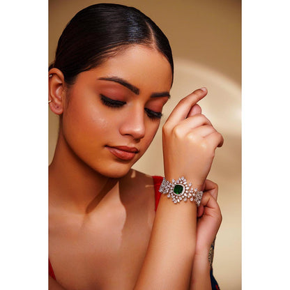 Zevar By Geeta Eleena Diamond Green Bracelet