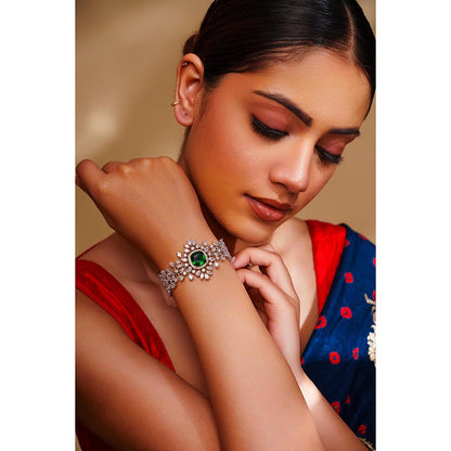 Zevar By Geeta Eleena Diamond Green Bracelet