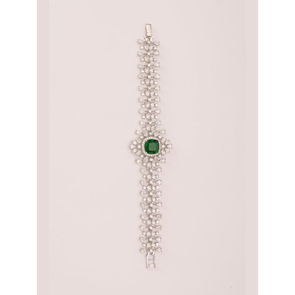 Zevar By Geeta Eleena Diamond Green Bracelet